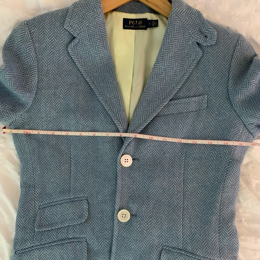 New Polo Ralph Lauren Blazer Blue Herringbone Linen Silk - Picture 6 of 15